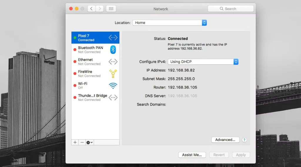 tethering connect macos
